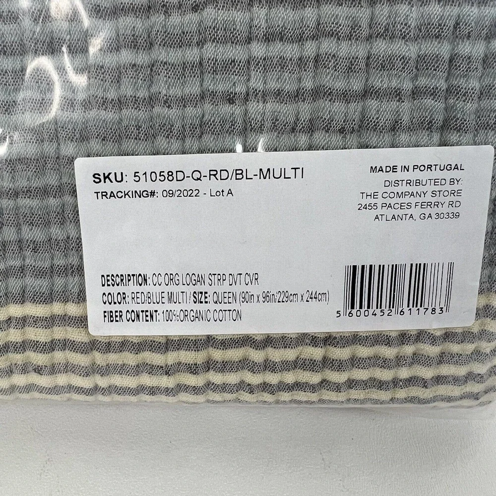 The Company Store Jacquard Woven Organic Cotton Logan Stripe‎ Queen Duvet Cover